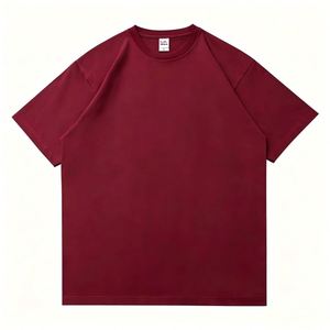 300GSM Mens Custom Logo 100% Cotton T-<b>Shirt</b> Vintage Boxy Blank Personalized Unisex Women Wholesale Casual Wine <b>Red</b> - Product Image 3