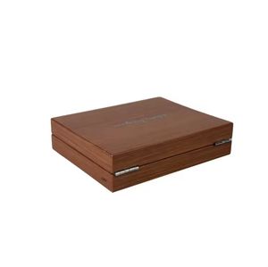 DS Handmade Walnut MDF Wood Hinged Organizer Box Gold Stamping Logo Rectangle Shape Wood Grain Storage <b>Crates</b> Craft Gift - Product Image 3