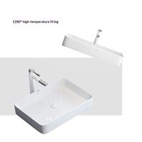 Lavabo carré en céramique blanche à poser sur comptoir, style sanitaire, directement de l'usine, pour salle de bain