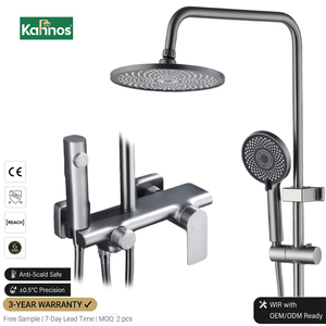 Ensemble de douche de salle de bain 4 fonctions en aluminium poli 10 pouces, à succès, avec jet ciel étoilé, pressurisé, valve en céramique, modes Jet/Massage/Doux - Product Image 1
