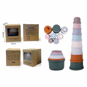 Juego de 8 vasos apilables de silicona para bebés, juguete educativo de 7 a 12 meses - Product Image 1