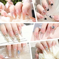 Faux Ongles Personnalisés Forme Cercueil Longs Vente en Gros Usine Design Nœud Pailleté 10 Pièces Capsules d'Ongles à Coller pour Salon