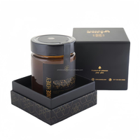 Boîte cadeau en carton personnalisée de luxe pour miel d'abeille, matériaux recyclés, gaufrage, fermeture magnétique, ruban, forme carrée
