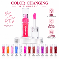 Huile à lèvres repulpante changeante de couleur 6ml RTS, hydratante, haute brillance, 9 styles, faible MOQ 1 pièce, vente en gros, logo personnalisé