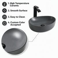 Lavabo en céramique compact de haute qualité, gris mat, pour petite salle de bain