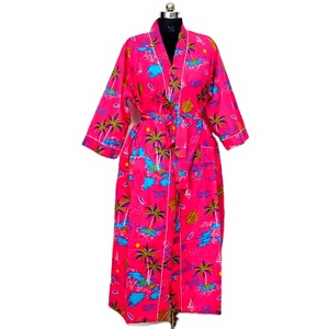 Kimono de Algodón Elegante para Mujer, Talla Única, Estampado de Aves, Vestido Largo, Secado Rápido, Ropa de Playa para Verano, Ideal para Fiestas Nocturnas - Product Image 1