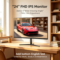 Moniteur d'entreprise LCD 23,8 pouces Full HD 1080P 75Hz avec rétroéclairage LED, compatible VGA et VESA, certifié Energy Star pour PC de bureau et télétravail
