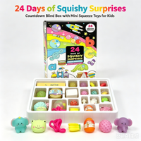Calendrier de l'Avent 24 Jours : Jouet Surprise Squishy, Slime Beurre Doux à Presser, Boîte Mystère Sensorielle Anti-Stress, Cadeaux pour Enfants