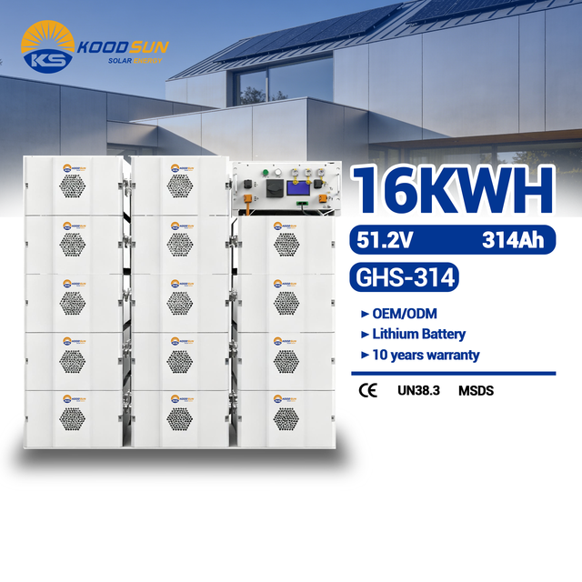 Hot Sale Koodsun GHS-314 High Voltage Rack LiFePO4 Battery 314Ah Stackable System for Commercial Solar Energy Power