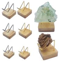 Roches minérales agate petits objets de collection présentoir en bois de noyer support de stockage de pierres précieuses brutes