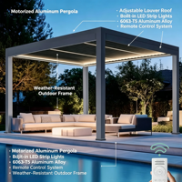 Pergola bioclimatique motorisée intelligente à LED, alimentée électriquement, en aluminium, avec toit à lames orientables, imperméable, pour jardin extérieur, patio, gazebo, sur mesure