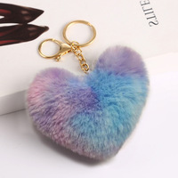 Nouvelle mode, porte-clés en fausse fourrure douce et écologique, pompon en forme de cœur, pour la décoration des sacs