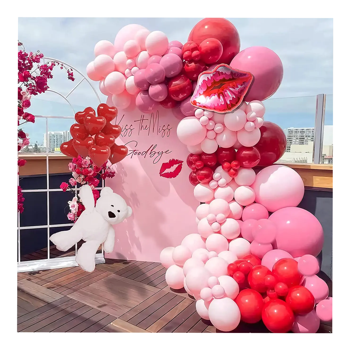 Kit de arco de guirlanda de balões para o Dia dos Namorados, balões vermelhos rosas para o Dia das Mães, casamento, noivado, festa de aniversário