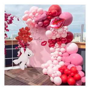 Sevgililer günü balon çelenk kemer kiti pembe kırmızı gül kırmızı balonlar anneler günü düğün nişan yıldönümü parti için