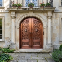 Porte d'entrée double en cuivre, aluminium et acier personnalisable avec treillis métallique, porte antivol en acier