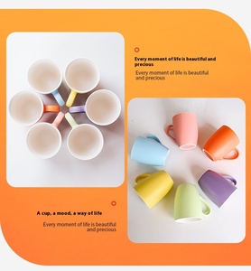 Modern Macaron Color Household Ceramic Cup Creative Simple Design for Living Room Breakfast Small Fresh <strong>Mug</strong> <strong>6</strong> <strong>Sets</strong> for Presents - Product Image 4
