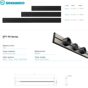 SINOAMIGO Sistema <span class=keywords><strong>de</strong></span> Riel Eléctrico <span class=keywords><strong>de</strong></span> Aluminio para Montaje en Superficie <span class=keywords><strong>de</strong></span> 50 cm con Enchufes Deslizantes para Reino Unido, EE. UU., Schuko, Franceses y Tomas <span class=keywords><strong>de</strong></span> Pared USB para Cocina - Product Image 5