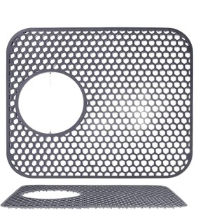 Tapis de protection d'évier en silicone, accessoire de cuisine pour drain arrière, pliable, antidérapant, résistant à la chaleur, grille pour le fond avec trous de drainage - Product Image 3