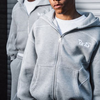Ensemble Surdimensionné Personnalisé en Molleton de Coton Épais Double Couche Gris Flared Baggy, Sweat-pants et Sweat à Capuche pour Homme