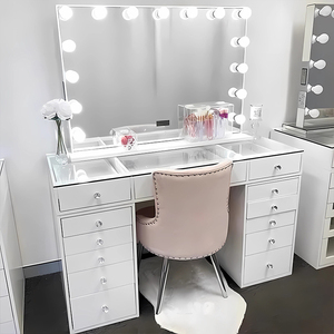 Coiffeuse noire avec vanités en miroir Lampes LED de luxe Table à miroir Princes Chambre Smart Light Maquillage <span class=keywords><strong>blanc</strong></span> - Product Image 4