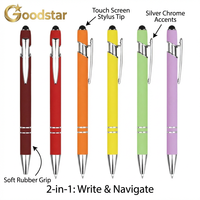 Stylo bille métallique 2-en-1 de luxe à encre noire, finition douce au toucher, impression UV, design sportif, MOQ flexible