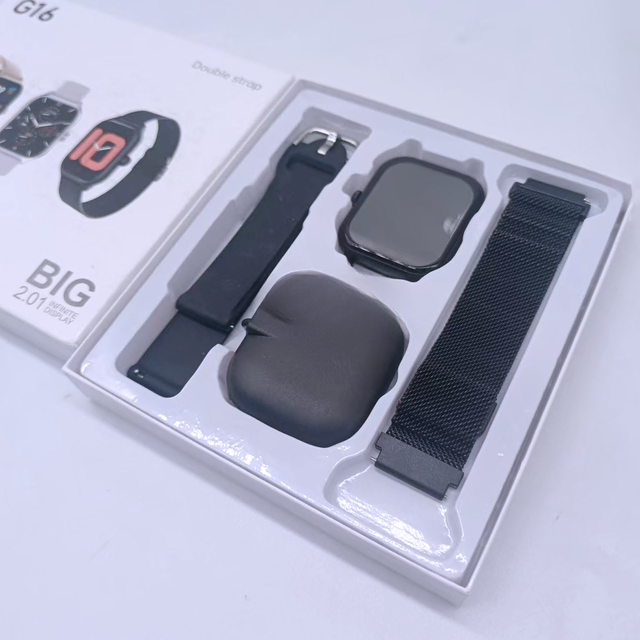 2026 Cheap Fashionable G16 Smart Watch With Dual Straps Stainless Steel Strap Montre Connecte Reloj Smartwatch