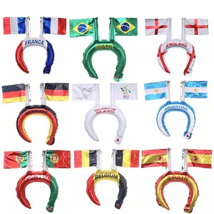 Diadema del mundo del fútbol con bandera nacional, globo de aluminio para fiestas, clubs, aficionados al deporte mundial, Brasil, Alemania, Francia, novedad
