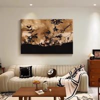 Art mural abstrait sur toile avec cadre en métal noir moderne pour la décoration du salon, de la salle à manger et de la chambre