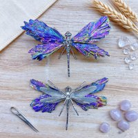 Ornement Libellule en Tourmaline Aura Grande Taille, Fait Main, en Kyanite, Décoration de Bureau, Artisanat en Cristal – Vente Chaude