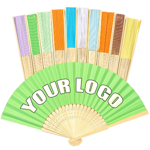 Ventaglio Pieghevole Promozionale in Carta con Manico in Bambù, Ventaglio Pieghevole per Bambini per Dipingere e Disegnare, Ventaglio Pieghevole per Feste Danzanti Estive - Product Image 1
