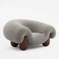 Ensemble de canapé minimaliste italien avec pieds en bois massif noir gris cachemire cerceau canapé moderne en tissu Sherpa