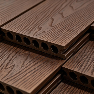Plancher composite WPC europé<span class=keywords><strong>en</strong></span> brossé carré pour extérieur, aspect <span class=keywords><strong>teck</strong></span>, anti-UV, imperméable, antidérapant, grain 3D gaufré, pour <span class=keywords><strong>jardin</strong></span> - Product Image 2