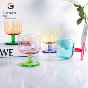 Coupe à <span class=keywords><strong>vin</strong></span> en <span class=keywords><strong>verre</strong></span> transparent soufflé à la main, moderne, durable, à fond épais, avec blocage de couleur personnalisé, 201-300 ml, pour les fêtes - Product Image 5