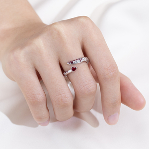 Messi Jewelry MSR-2121 925 Silver Round Shape Eternity <b>Ring</b> Red Gemstone Lab Grown <b>Diamond</b> <b>Ring</b> Wedding <b>Ring</b> - Product Image 3