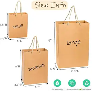 Yüksek kalite özel baskılı toplu 50 adet kağıt Logo ile hediye çantası kahverengi Kraft kağıt alışveriş taşıma çantaları