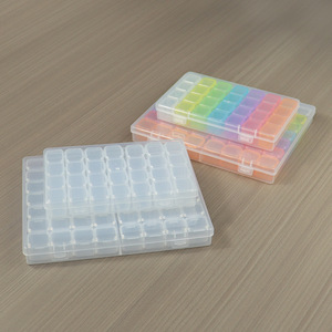 Nail Art Storage Box 28 Compartment Transparent Plastic Jewelry Organizer Desktop Accessory Case With Lid - Product Image 2
