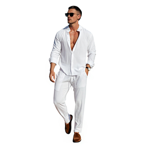 Camicie di <span class=keywords><strong>lino</strong></span> <span class=keywords><strong>uomo</strong></span> all'ingrosso estivo Casual Logo personalizzato <span class=keywords><strong>camicia</strong></span> a manica lunga da <span class=keywords><strong>uomo</strong></span> - Product Image 3