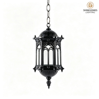 Luminaire suspendu vintage gothique en aluminium moulé sous pression et verre IP65 AC E27 pour la maison, le couloir, la cour, le restaurant, le bar, le jardin