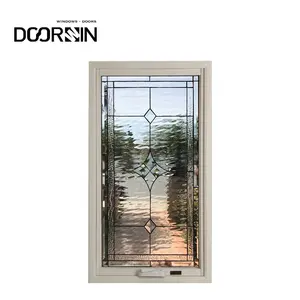 Doorwin Factory Direct Sale Etched Glass Windows Aluminum Clad Wood Beveled Window Frame Beveled Splayed Windows