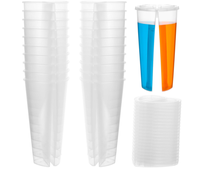 Fournisseur d'usine 700ml demi-tasse double en plastique PP Split Boba Tea Twins Partager le goût deux saveurs sur une tasse avec couvercles