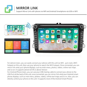 Autoradio Universale Android 14 con Schermo IPS 2din per VW Jetta Passat CC <span class=keywords><strong>Caddy</strong></span> EOS Golf, Lettore Multimediale Radio con 512GB - Product Image 4