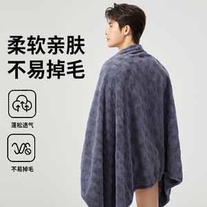 Toallas de baño para hombres, adultos, adolescentes, toalla absorbente de cuerpo entero, gran tamaño, de coral, color sólido, para uso doméstico, 70x140cm, 90x170cm - Product Image 5