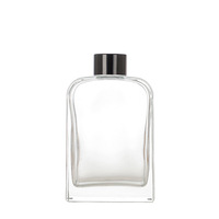 Bouteille en verre vide carrée de 100 ml pour diffuseur de parfum sans flamme, ornement transparent avec bouchon à vis, pour parfum d'ambiance intérieur et diffuseur à bâtonnets en rotin