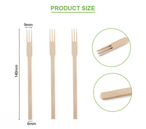 Bán buôn 100pcs phân hủy sinh học dùng một lần tre ngã ba nhỏ trái cây ngã ba - Product Image 2