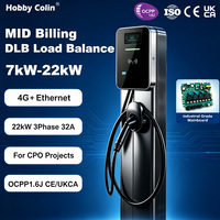 Borne de recharge murale commerciale pour VE 22 kW MID Meter Billing OCPP 1.6J avec équilibrage dynamique de la charge (DLB), 4G LTE, Ethernet, boîtier en fer pour usage professionnel