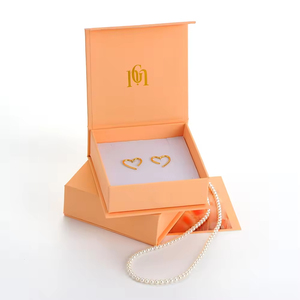 GLAMPKG Magnet Boxes <b>Orange</b> Magnetic Closure Jewellery Gift <b>Paper</b> Box Luxury Folding Magnetic Jewelry Packaging Box - Product Image 1