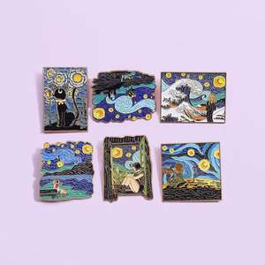 Großhandel Anime Emaille Märchen-Thema Geometrische Zinklegierung Brosche Kleidungszubehör 1mm Schwarz Nickel-Beschichtung Geburtstagsfeier - Product Image 1