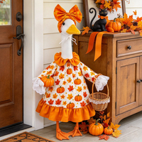Costume de canard de porche d'Halloween imprimé citrouille pour statue de jardin de 23 pouces, décoration de fête et de maison, tenues pour canard de porche