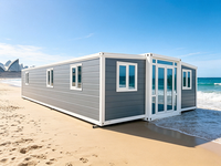 Maison conteneur extensible à toit plat de 20 pieds, installation rapide, isolée, insonorisée, utilisable toute l'année