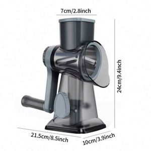 Kitchen Gadgets Multifunctional Hand-cranked <b>Vegetable</b> Slicer 3 Stainless Steel Blades Rotary Cheese Grater <b>for</b> Home Restaurant - Product Image 3